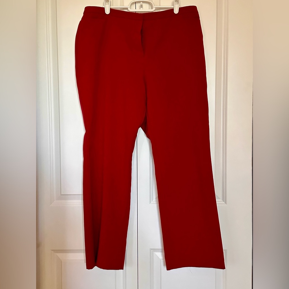 New York & Company City Stretch Red Straight Leg Petite Trousers